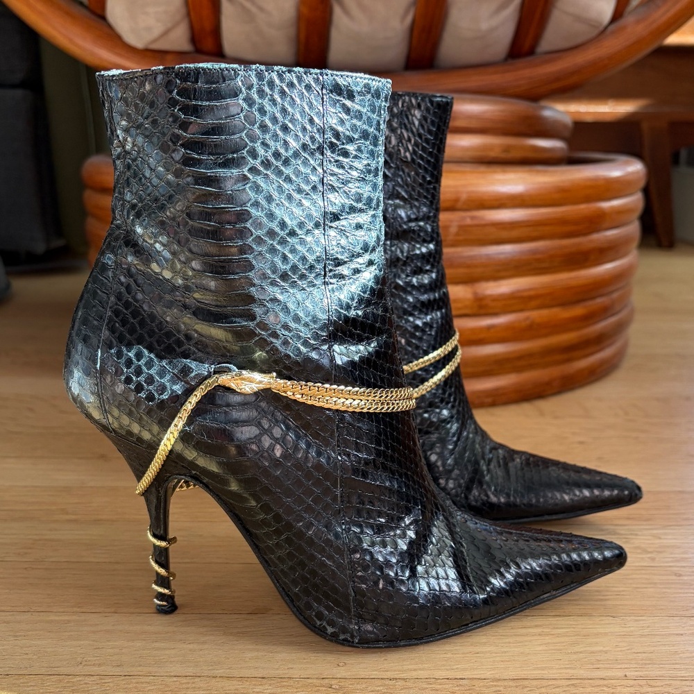 Alexander Neal alligator boots with snake chains